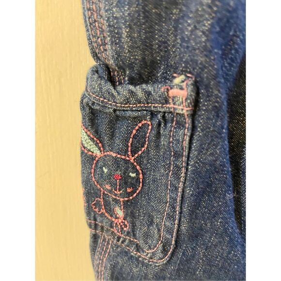 Carhartt short overalls girls 4t denim #13706 bunny and snails snaps - Picture 5 of 7